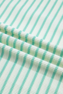 Green Stripe Colorblock Trim Round Neck Short Sleeve Tee