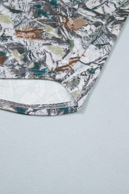 Gray Abstract Woodland Print Tunic Henley T Shirt