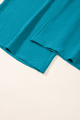 Peacock Blue Smocked Square Neck Sleeveless Jumpsuit with Pockets