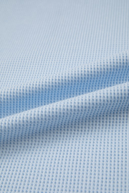 Light Blue Solid Color Raw Seam Waffled Patchwork Casual T Shirt