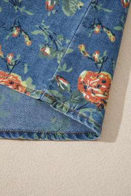 Ashleigh Blue Ruffled Short Sleeve Floral Denim Top