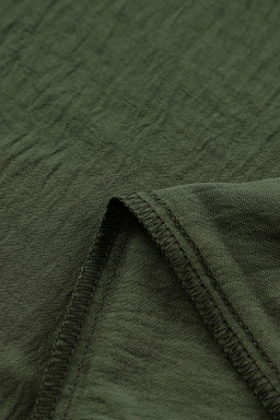Green Solid Color Drawstring Smocked Waist Joggers
