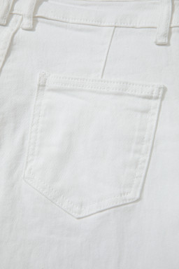 White Solid Color Loose Casual Jeans