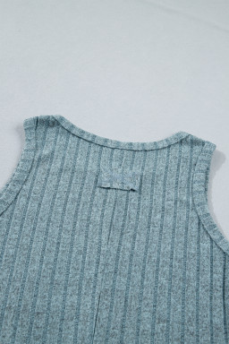 Beau Blue Slim Ribbed Mineral Wash Tank Top