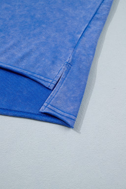 Sky Blue Patriot Star Patched Notched Neck Mineral Washed Tee