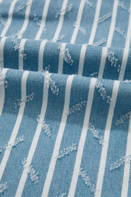 Myosotis Striped Distressed Ruffled Wide Leg Denim Overalls