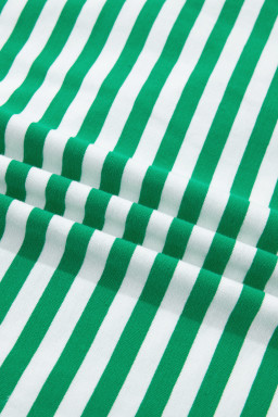 Green Stripe Nautical Tie Contrast Trim Round Neck T Shirt Mini Dress