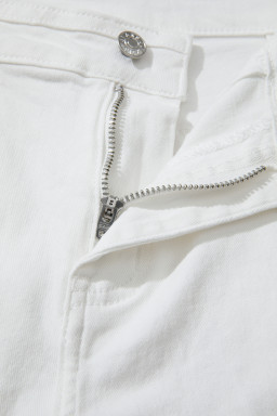 White Solid Color Loose Casual Jeans
