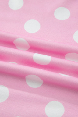 Pink Polka Dot Contrast Edge Casual Short Set