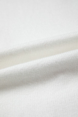 White Corded Horseshoes Ribbed Trim Mock Neck Short Sleeve Sweater