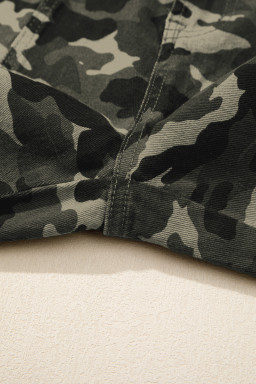 Green Camouflage Print Multi Pocketed Womens Denim Pants