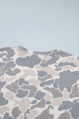 Multicolour Camouflage Print Short Sleeve Drop Shoulder Side Slit Casual Dress