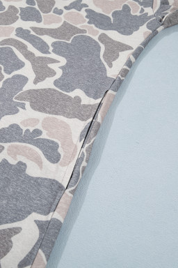Multicolour Camouflage Print Short Sleeve Drop Shoulder Side Slit Casual Dress