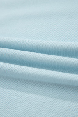 Mist Blue Contrast Trim Round Neck Pocketed Boxy Tank Top Wide Leg Pant Set