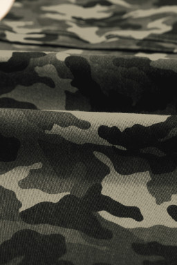Green Camouflage Print Multi Pocketed Womens Denim Pants