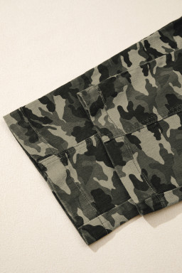 Green Camouflage Print Multi Pocketed Womens Denim Pants
