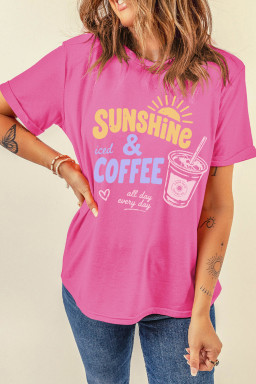 Sachet Pink Sunshine Iced Coffee Slogan Beach Vacation Graphic Tee