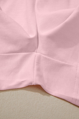 Pink Stitched Detail Loose Tank Top Cotton 2pcs Short Set