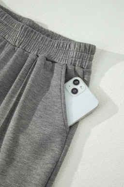 Gray Half Zip Polo Tee Casual Pant Set