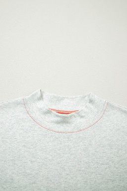 Light Grey Reversible Contrast-Stitched T-Shirt