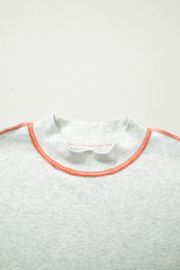 Light Grey Reversible Contrast-Stitched T-Shirt