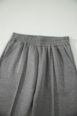 Gray Half Zip Polo Tee Casual Pant Set