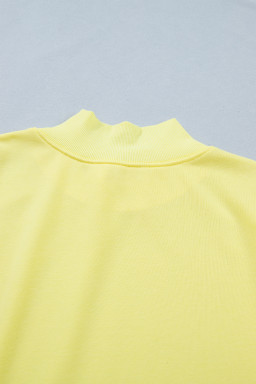 Yellow Solid Color High Neck Cap Sleeve Loose Top