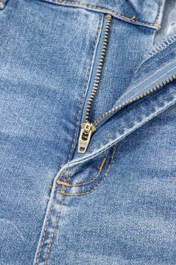 Beau Blue Acid Wash Raw Hem Denim Shorts