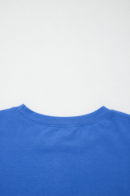 Dark Blue Varsity Striped Short Sleeve Crew Neck T Shirt