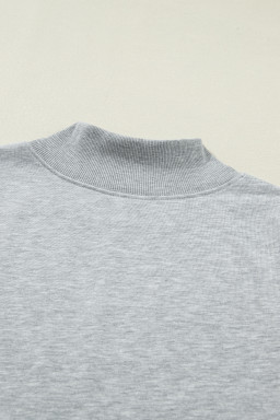 Light Grey Solid Color High Neck Cap Sleeve Loose Top
