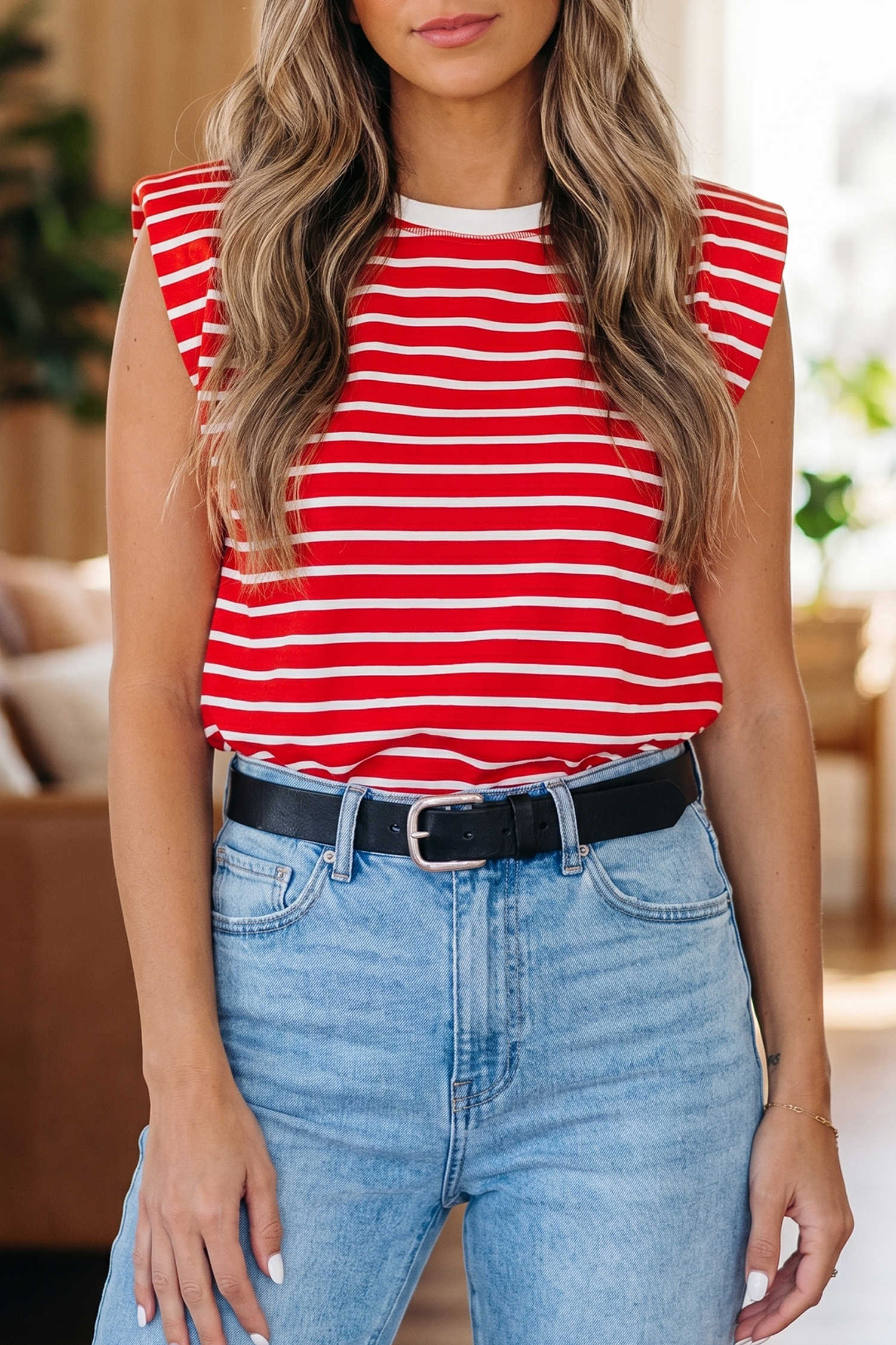 Red Stripe Tank Tops
