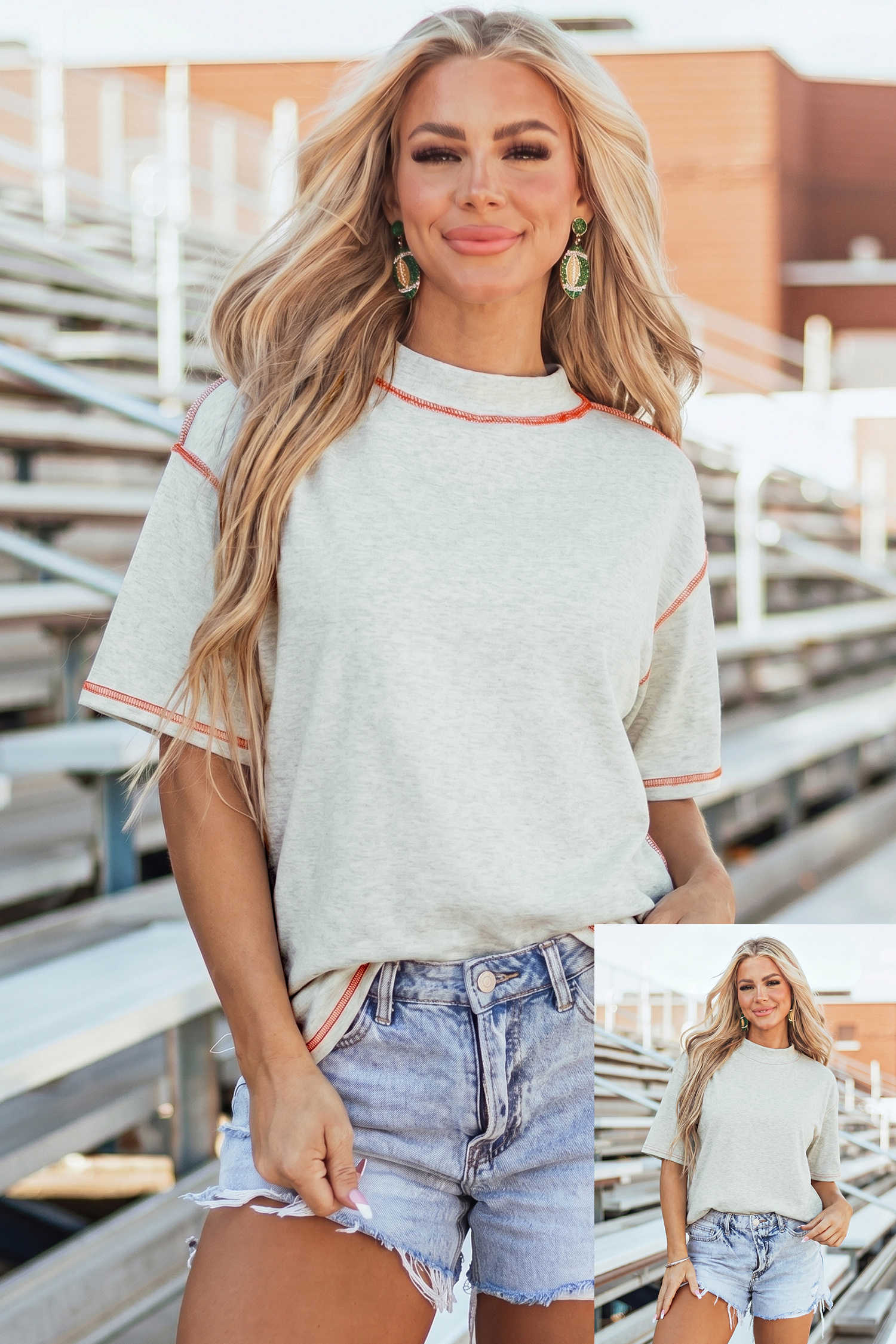 Light Grey Reversible Contrast-Stitched T-Shirt