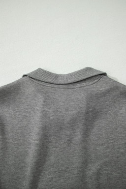Gray Half Zip Polo Tee Casual Pant Set