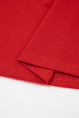 Fiery Red Varsity Striped Short Sleeve Crew Neck T Shirt