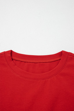 Fiery Red Varsity Striped Short Sleeve Crew Neck T Shirt