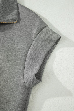 Gray Half Zip Polo Tee Casual Pant Set