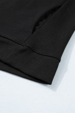 Black Solid Color High Neck Cap Sleeve Loose Top