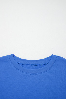 Dark Blue Varsity Striped Short Sleeve Crew Neck T Shirt