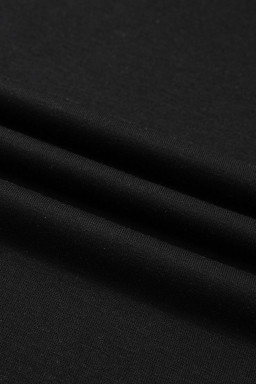 Black Solid Color High Neck Cap Sleeve Loose Top