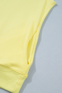 Yellow Solid Color High Neck Cap Sleeve Loose Top
