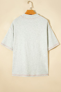 Light Grey Reversible Contrast-Stitched T-Shirt