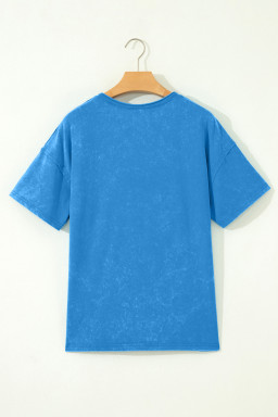 Blue Cotton Mineral Wash T Shirt