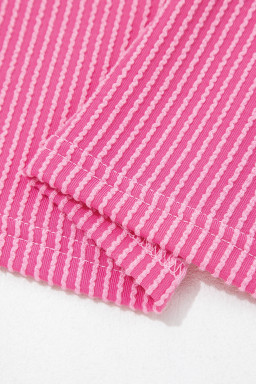 Sachet Pink Leopard Trim Twist Ribbed Short Set