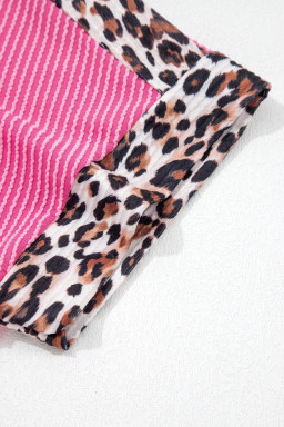 Sachet Pink Leopard Trim Twist Ribbed Short Set