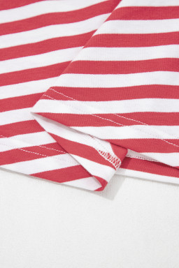 Red Nautical Tie Contrast Trim Round Neck T Shirt Mini Dress