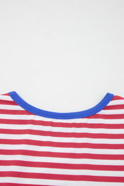 Red Nautical Tie Contrast Trim Round Neck T Shirt Mini Dress