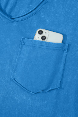 Blue Cotton Mineral Wash T Shirt