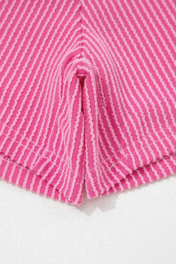 Sachet Pink Leopard Trim Twist Ribbed Short Set