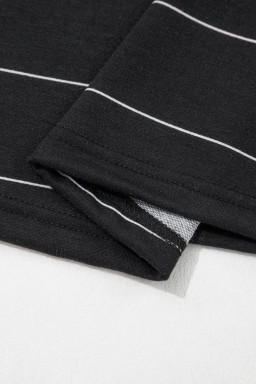 Black Stripe Half Sleeve Tee Drawstring Shorts 2pcs Set