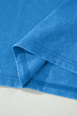 Blue Cotton Mineral Wash T Shirt